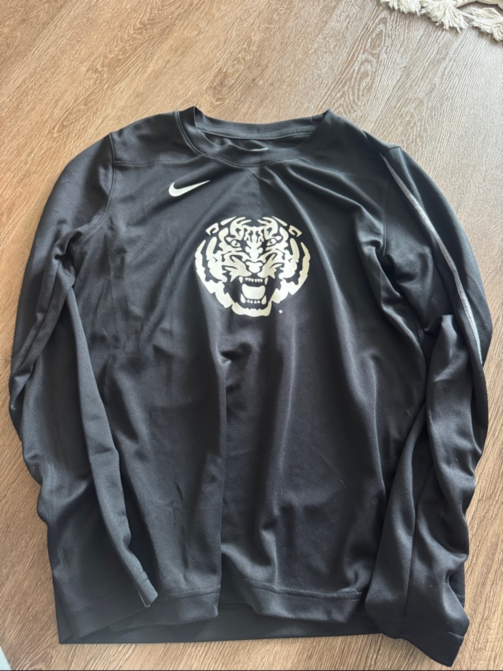 Lsu Nike Black Crewneck Sweatshirt with White Tiger Logo